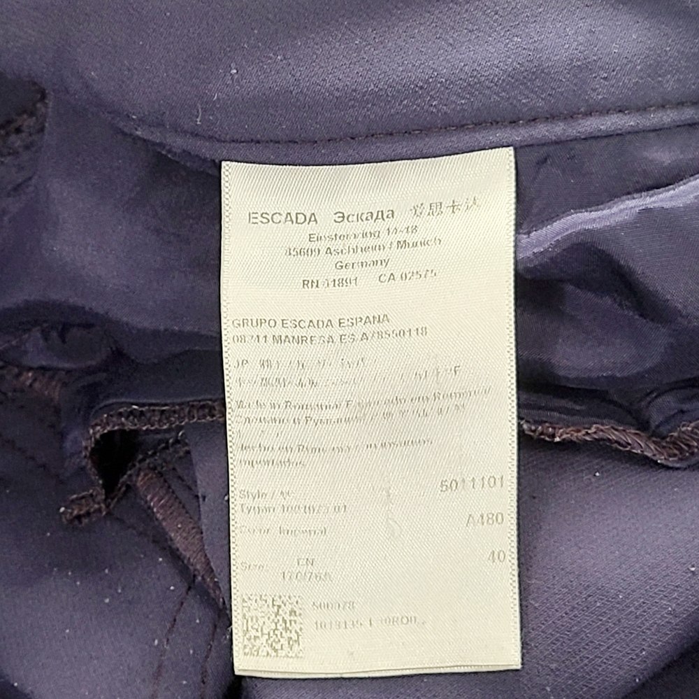 ESCADA NAVY BLUE SLIM ANKLE 5 POCKET PANTS SIZE 40 LUXURY STRETCH - Picture 6 of 7